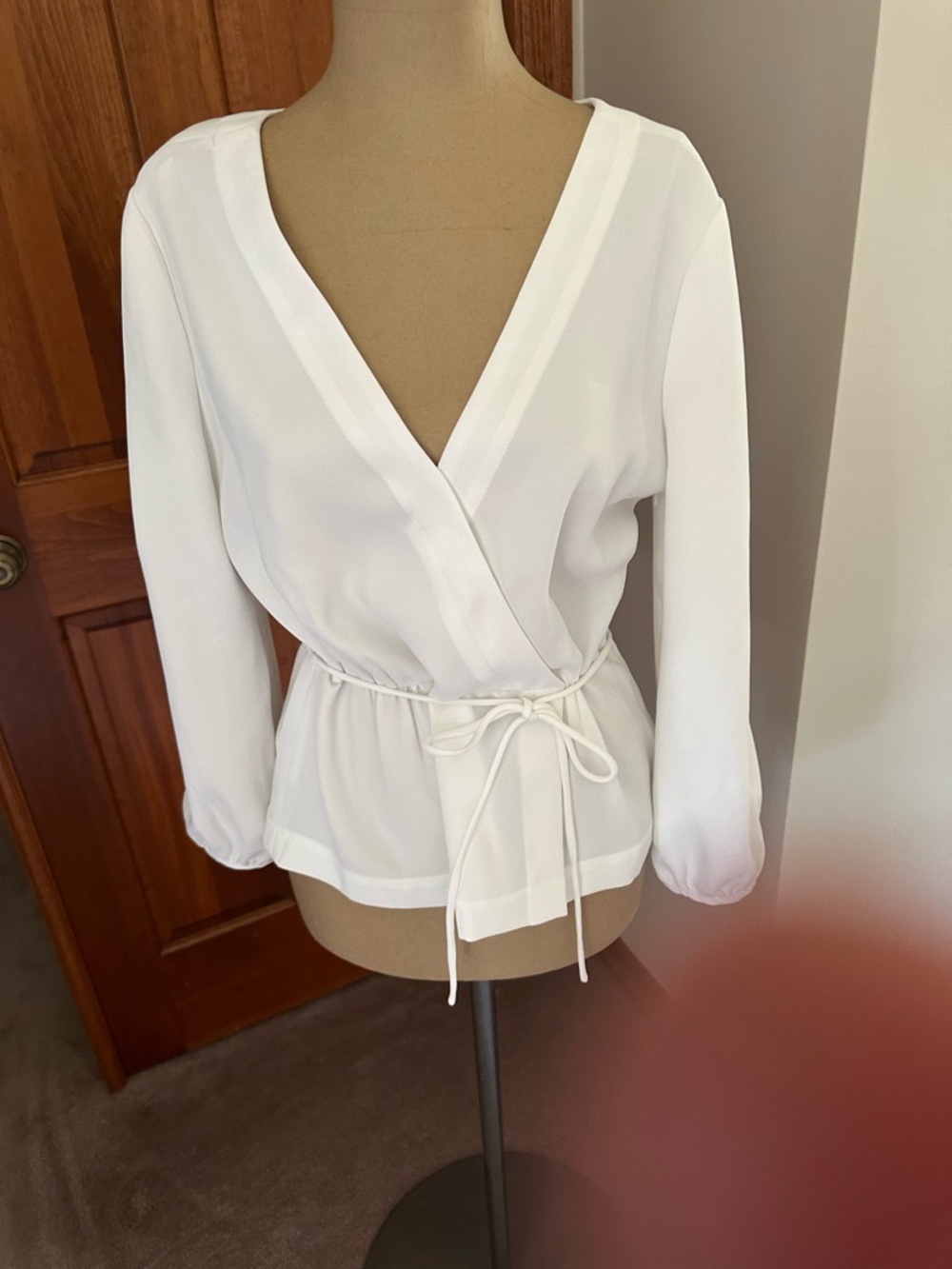 J. Crew White Wrap Tie Blouse